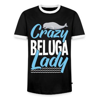Beluga Whale Beluga Whale Whale Watching Dolphin Dolphin - Men's Ringer Shirt - black/white - Front - AI Model Female 172 light (172cm) & AI Model Male 178 light (178cm)
