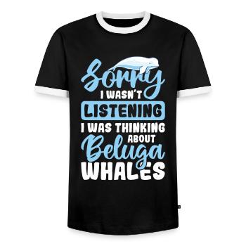 Beluga Whale Beluga Whale Whale Watching Dolphin Dolphin - Men's Ringer Shirt - black/white - Front - AI Model Female 172 light (172cm) & AI Model Male 178 light (178cm)
