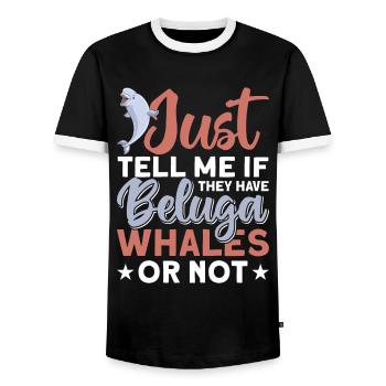 Beluga Whale Beluga Whale Whale Watching Dolphin Dolphin - Men's Ringer Shirt - black/white - Front - AI Model Female 172 light (172cm) & AI Model Male 178 light (178cm)