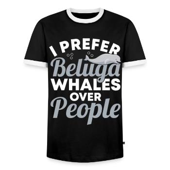 Beluga Whale Beluga Whale Whale Watching Dolphin Dolphin - Men's Ringer Shirt - black/white - Front - AI Model Female 172 light (172cm) & AI Model Male 178 light (178cm)
