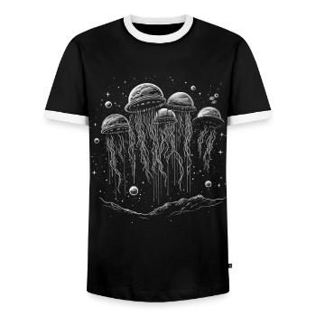Qualle - Männer Kontrast-T-Shirt - Schwarz/Weiß - Vorne - AI Model Female 172 light (172cm) & AI Model Male 178 light (178cm)