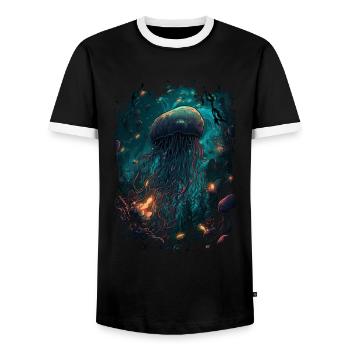 Qualle - Männer Kontrast-T-Shirt - Schwarz/Weiß - Vorne - AI Model Female 172 light (172cm) & AI Model Male 178 light (178cm)