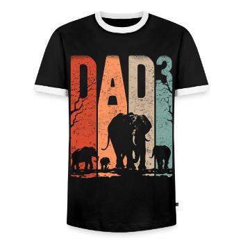 Papa jusqu’à 3 Papa Jusqu’à 3 Enfants Papa éléphant - T-shirt contrasté Homme - noir/blanc - Devant - AI Model Female 172 light (172cm) & AI Model Male 178 light (178cm)