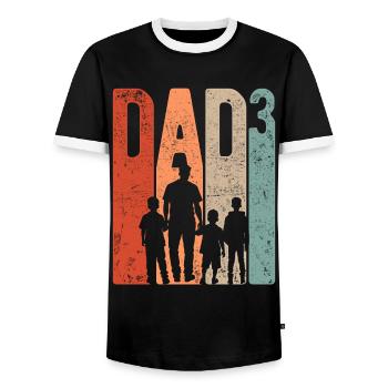 Papa jusqu’à 3 Papa Jusqu’à 3 Enfants Trois garçons Rétro - T-shirt contrasté Homme - noir/blanc - Devant - AI Model Female 172 light (172cm) & AI Model Male 178 light (178cm)