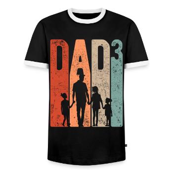 Papa Up 3 Papa Up 3 Enfants Trois Filles Rétro - T-shirt contrasté Homme - noir/blanc - Devant - AI Model Female 172 light (172cm) & AI Model Male 178 light (178cm)