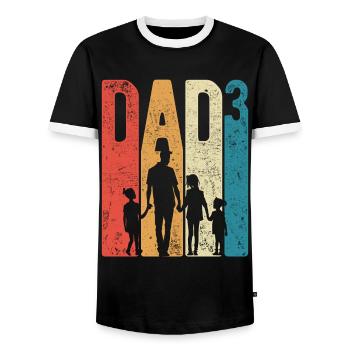 Papa Up 3 Papa Up 3 Enfants Trois Filles Rétro - T-shirt contrasté Homme - noir/blanc - Devant - AI Model Female 172 light (172cm) & AI Model Male 178 light (178cm)