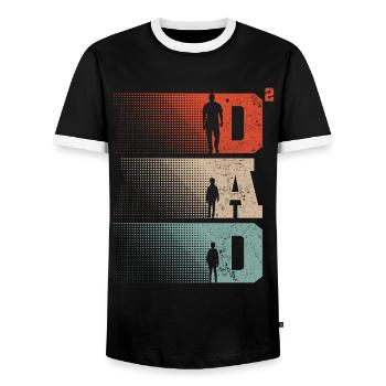 Dad Hoch 2 Papa Hoch 2 Kinder Zwei Jungen Retro - Männer Kontrast-T-Shirt - Schwarz/Weiß - Vorne - AI Model Female 172 light (172cm) & AI Model Male 178 light (178cm)