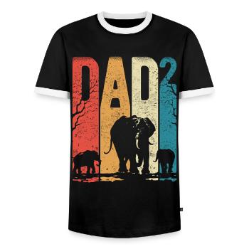Dad Hoch 2 Papa Hoch 2 Kinder Papa Elefant - Männer Kontrast-T-Shirt - Schwarz/Weiß - Vorne - AI Model Female 172 light (172cm) & AI Model Male 178 light (178cm)