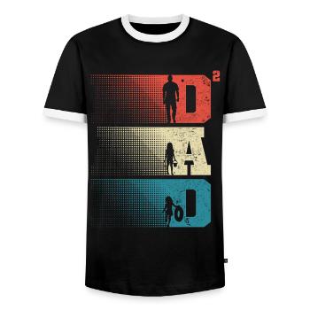 Dad Hoch 2 Papa Hoch 2 Kinder Zwei Mädchen Retro - Männer Kontrast-T-Shirt - Schwarz/Weiß - Vorne - AI Model Female 172 light (172cm) & AI Model Male 178 light (178cm)