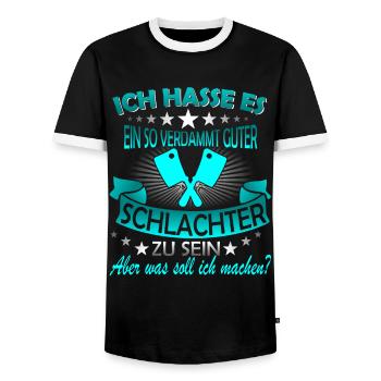 Fleischer Metzger Fleischerei Metzgerei Geschenk - Männer Kontrast-T-Shirt - Schwarz/Weiß - Vorne - AI Model Female 172 light (172cm) & AI Model Male 178 light (178cm)
