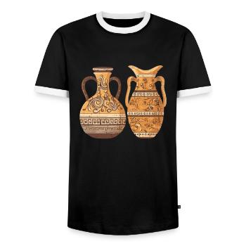 Griechische Keramik Vasen - Töpferei Keramiker - Männer Kontrast-T-Shirt - Schwarz/Weiß - Vorne - AI Model Female 172 light (172cm) & AI Model Male 178 light (178cm)