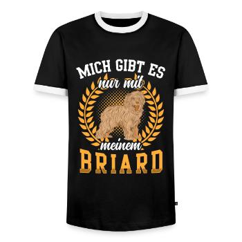 Mich gibt es nur mit Briard Berger de Brie - Männer Kontrast-T-Shirt - Schwarz/Weiß - Vorne - AI Model Female 172 light (172cm) & AI Model Male 178 light (178cm)