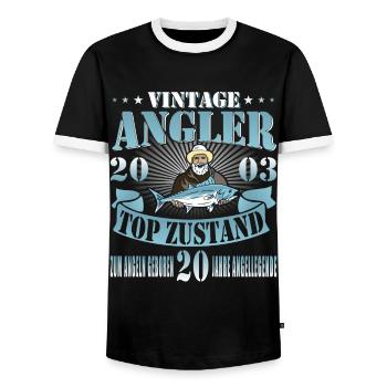 20. Geburtstag Angler Lustiger Spruch - 20 Jahre - Männer Kontrast-T-Shirt - Schwarz/Weiß - Vorne - AI Model Female 172 light (172cm) & AI Model Male 178 light (178cm)