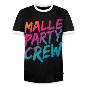 Malle Party Crew - Men's Ringer Shirt - black/white - Front - AI Model Female 172 light (172cm) & AI Model Male 178 light (178cm)