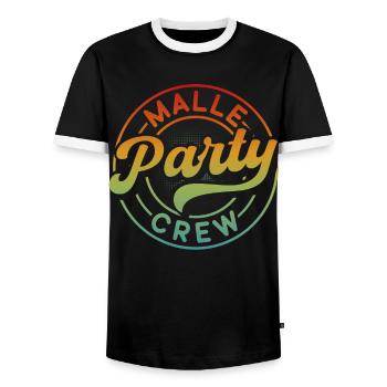 Malle Party Crew - Men's Ringer Shirt - black/white - Front - AI Model Female 172 light (172cm) & AI Model Male 178 light (178cm)