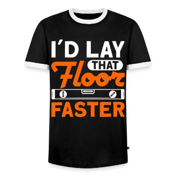 Flooring Flooring Installer Tiler Flooring - Men's Ringer Shirt - black/white - Front - AI Model Female 172 light (172cm) & AI Model Male 178 light (178cm)
