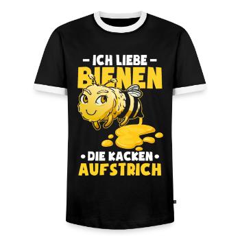 Ich liebe Bienen die kacken Aufstrich - Männer Kontrast-T-Shirt - Schwarz/Weiß - Vorne - AI Model Female 172 light (172cm) & AI Model Male 178 light (178cm)