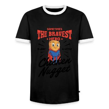 Sometimes the bravest hero is just a small one - Men's Ringer Shirt - black/white - Front - AI Model Female 172 light (172cm) & AI Model Male 178 light (178cm)