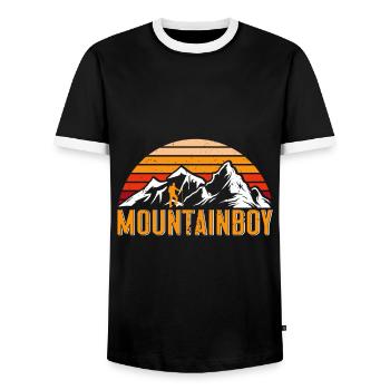 Mountain Boys, Mountaineer, Climber, Mountain Fan - Men's Ringer Shirt - black/white - Front - AI Model Female 172 light (172cm) & AI Model Male 178 light (178cm)