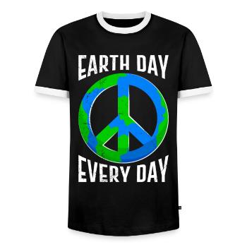 Jour de la Terre Dicton: Jour de la Terre tous les jours - T-shirt contrasté Homme - noir/blanc - Devant - AI Model Female 172 light (172cm) & AI Model Male 178 light (178cm)