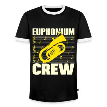 Euphonium Crew Baritone Player Gift Idea - Men's Ringer Shirt - black/white - Front - AI Model Female 172 light (172cm) & AI Model Male 178 light (178cm)