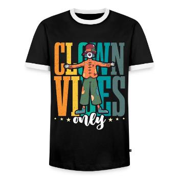 Circus Clown Vibes Only Circus Performer Juggling - Men's Ringer Shirt - black/white - Front - AI Model Female 172 light (172cm) & AI Model Male 178 light (178cm)