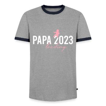 Papa 2023 loading - Männer Kontrast-T-Shirt - Grau/Navy  - Vorne - AI Model Female 172 light (172cm) & AI Model Male 178 light (178cm)