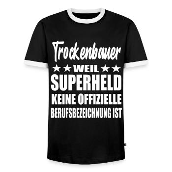 Trockenbauer Superheld Spruch - Männer Kontrast-T-Shirt - Schwarz/Weiß - Vorne - AI Model Female 172 light (172cm) & AI Model Male 178 light (178cm)