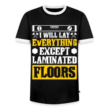 Flooring Flooring Installer Tiler Flooring - Men's Ringer Shirt - black/white - Front - AI Model Female 172 light (172cm) & AI Model Male 178 light (178cm)