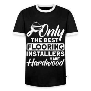 Flooring Flooring Installer Tiler Flooring - Men's Ringer Shirt - black/white - Front - AI Model Female 172 light (172cm) & AI Model Male 178 light (178cm)