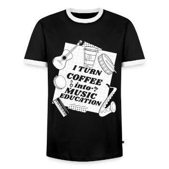 Music Teacher Music Teacher - Men's Ringer Shirt - black/white - Front - AI Model Female 172 light (172cm) & AI Model Male 178 light (178cm)