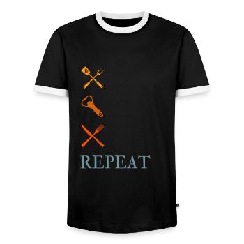Das perfekte Grill-Outfit für echte Griller-Kerle - Männer Kontrast-T-Shirt - Schwarz/Weiß - Vorne - AI Model Female 172 light (172cm) & AI Model Male 178 light (178cm)