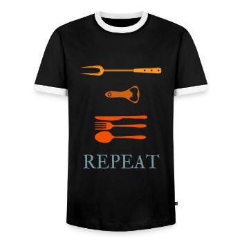 Das perfekte Grill-Outfit für echte Griller-Kerle - Männer Kontrast-T-Shirt - Schwarz/Weiß - Vorne - AI Model Female 172 light (172cm) & AI Model Male 178 light (178cm)