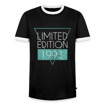 Limited Edition 1993 - Men's Ringer Shirt - black/white - Front - AI Model Female 172 light (172cm) & AI Model Male 178 light (178cm)