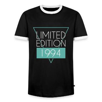 Limited Edition 1994 - Men's Ringer Shirt - black/white - Front - AI Model Female 172 light (172cm) & AI Model Male 178 light (178cm)