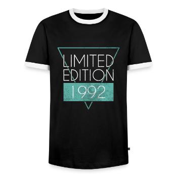 Limited Edition 1992 - Men's Ringer Shirt - black/white - Front - AI Model Female 172 light (172cm) & AI Model Male 178 light (178cm)