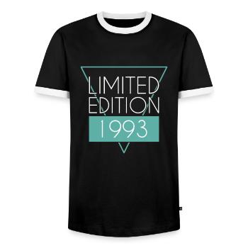 Limited Edition 1993 - Men's Ringer Shirt - black/white - Front - AI Model Female 172 light (172cm) & AI Model Male 178 light (178cm)