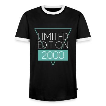 Limited Edition 2000 - Men's Ringer Shirt - black/white - Front - AI Model Female 172 light (172cm) & AI Model Male 178 light (178cm)