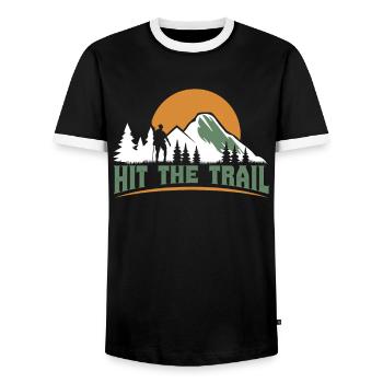 Les alpinistes partent du sentier Randonnée en montagne - T-shirt contrasté Homme - noir/blanc - Devant - AI Model Female 172 light (172cm) & AI Model Male 178 light (178cm)