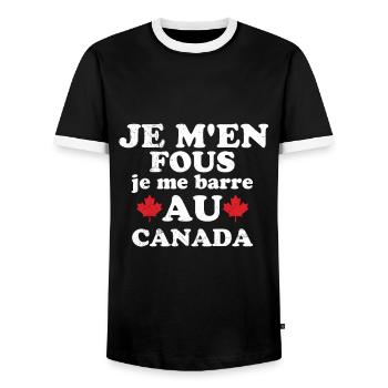 J'men fous je me barre au canada - T-shirt contrasté Homme - noir/blanc - Devant - AI Model Female 172 light (172cm) & AI Model Male 178 light (178cm)
