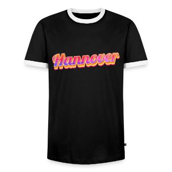 Hannoveranerin Hannoveraner Hannover - Männer Kontrast-T-Shirt - Schwarz/Weiß - Vorne - AI Model Female 172 light (172cm) & AI Model Male 178 light (178cm)