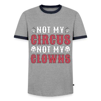 Circus Clown Not My Circus Not My Carnival Lover - Men's Ringer Shirt - grey/navy  - Front - AI Model Female 172 light (172cm) & AI Model Male 178 light (178cm)