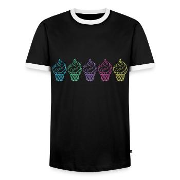 Sundae Gelato Dessert Popsicle For Men Women Kids - Men's Ringer Shirt - black/white - Front - AI Model Female 172 light (172cm) & AI Model Male 178 light (178cm)