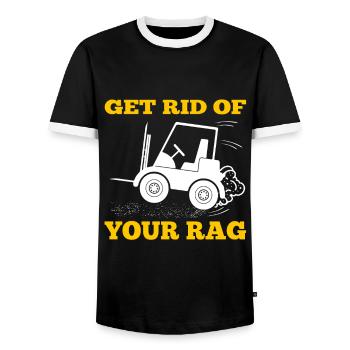 Get Rid Of Your Rag Forklift Art Forklift Driver - Men's Ringer Shirt - black/white - Front - AI Model Female 172 light (172cm) & AI Model Male 178 light (178cm)