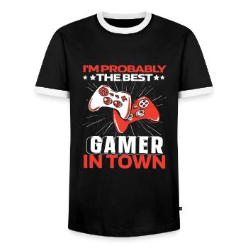 Gamer Gaming Best - Men's Ringer Shirt - black/white - Front - AI Model Female 172 light (172cm) & AI Model Male 178 light (178cm)