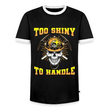 Engineer Skull Mining Engineer - Men's Ringer Shirt - black/white - Front - AI Model Female 172 light (172cm) & AI Model Male 178 light (178cm)
