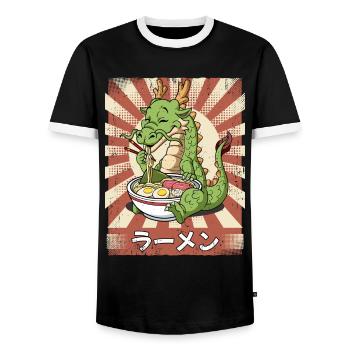 ramen dragon nouilles soupe ramen - T-shirt contrasté Homme - noir/blanc - Devant - AI Model Female 172 light (172cm) & AI Model Male 178 light (178cm)