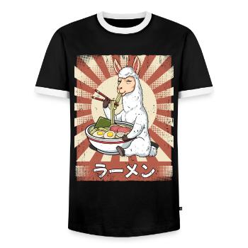 Ramen Alpaga Noodle Soup Ramen - T-shirt contrasté Homme - noir/blanc - Devant - AI Model Female 172 light (172cm) & AI Model Male 178 light (178cm)