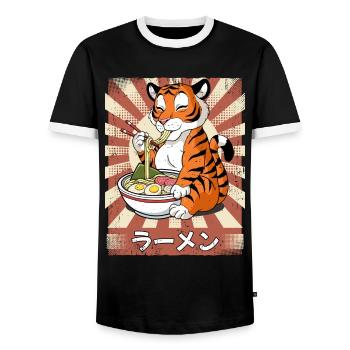 Ramen Tiger Noodle Soup Ramen - T-shirt contrasté Homme - noir/blanc - Devant - AI Model Female 172 light (172cm) & AI Model Male 178 light (178cm)