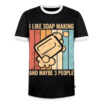 Funny soap making soap maker - Men's Ringer Shirt - black/white - Front - AI Model Female 172 light (172cm) & AI Model Male 178 light (178cm)